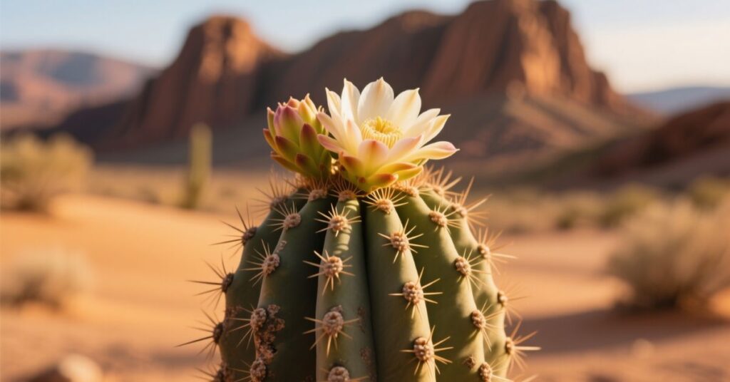 cactus plant with pink flower