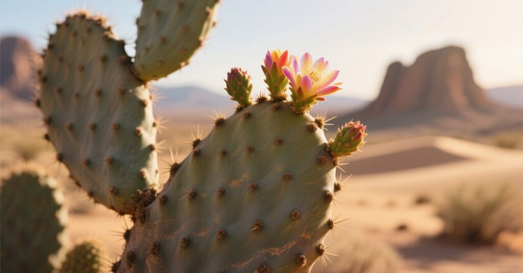 cactus plant with pink flower