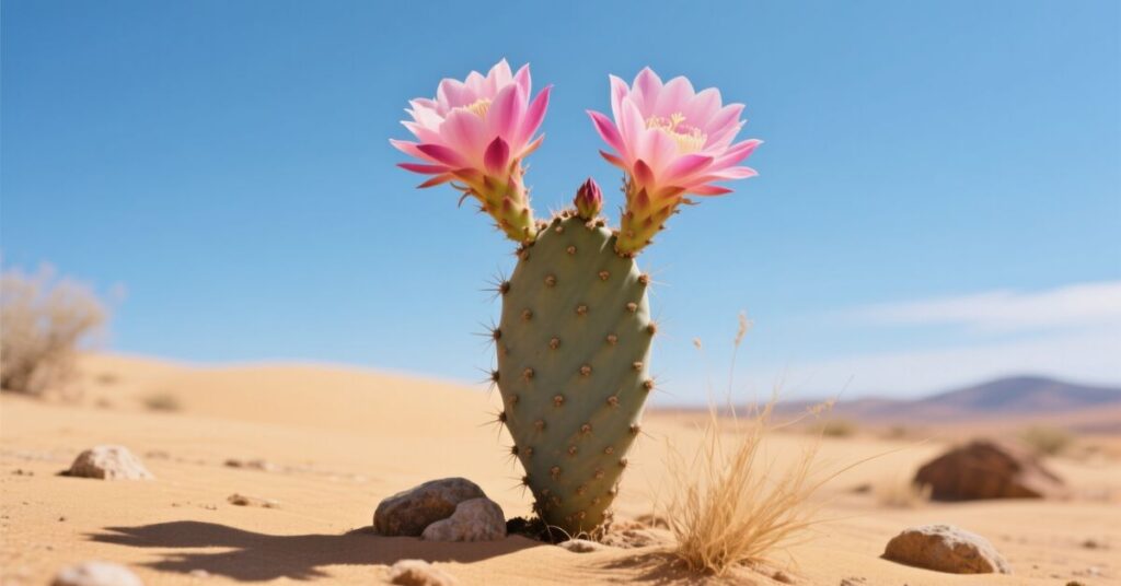 cactus plant with pink flower