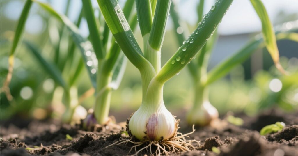 flower on garlic plant