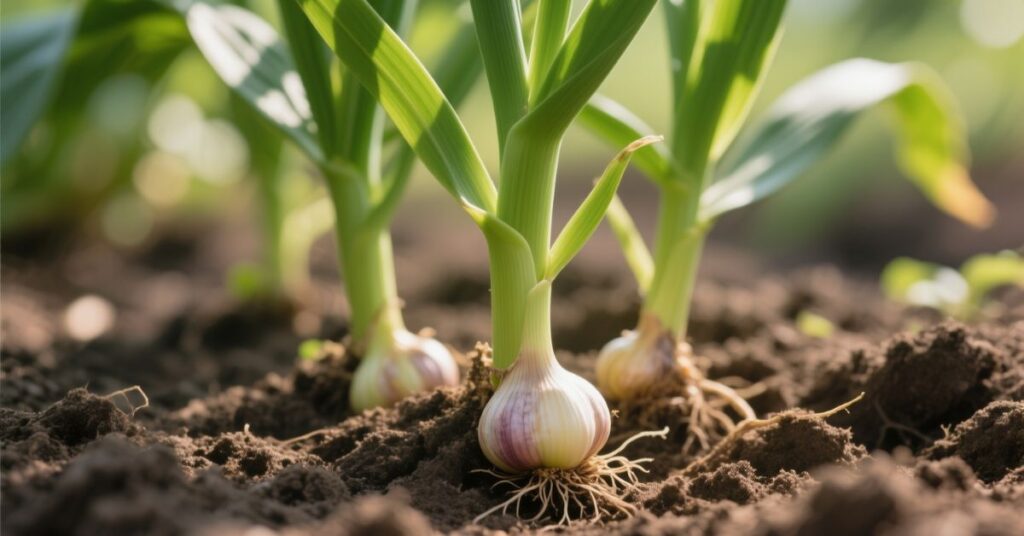 flower on garlic plant
