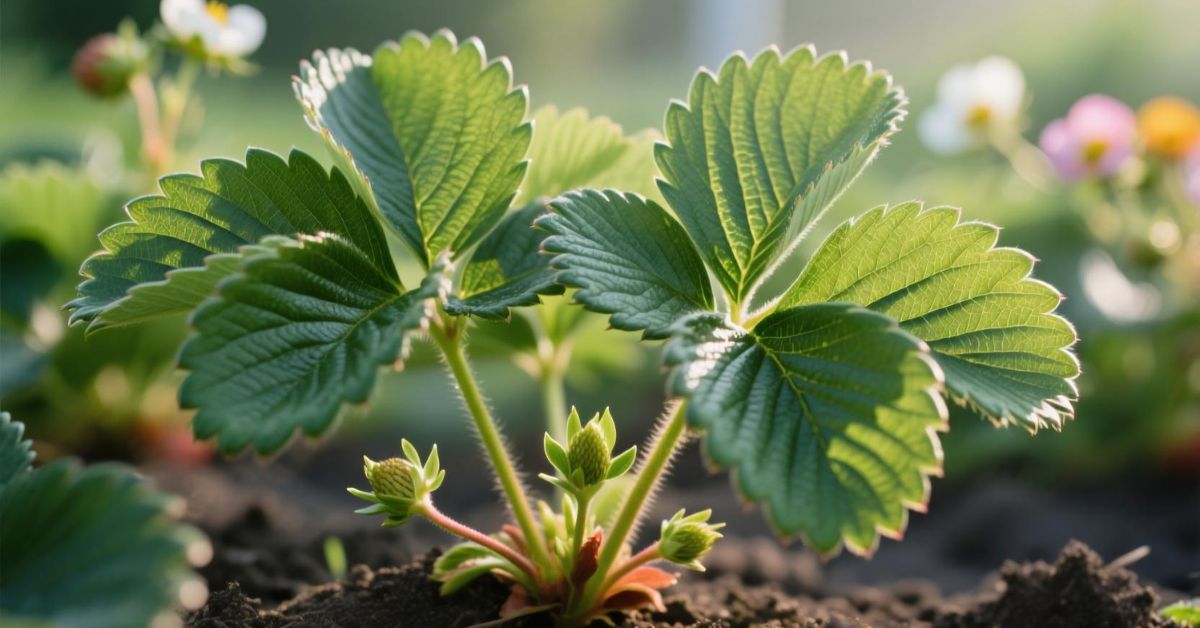 strawberry plant leaves